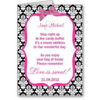 Black and White damask Love is sweet Poem Card