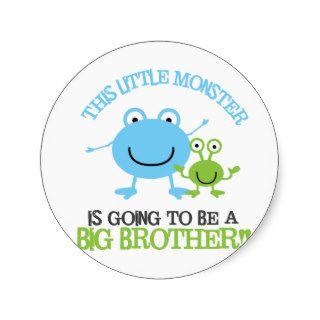 Little Monster Big Brother T shirt Round Stickers