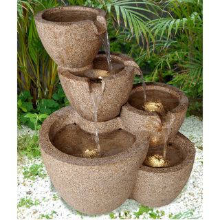 Outdoor/ Indoor LED Lit Multi pots Sandstone Water Fountain Outdoor Fountains