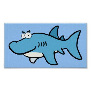 GREAT WHITE BLUE SHARK CARTOON SNEAKY FUNNY SURF S PRINT