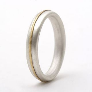 thin sterling silver ring with 18ct yellow gold detail by tlk