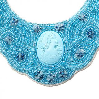 AMEDEO NYC® "Cielo Blu" 50mm Handcarved Simulated Turquoise Cameo Beaded Fa