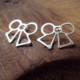 silver bow stud earrings by laura creer