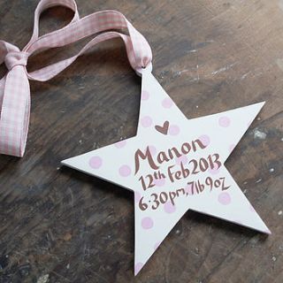 personalised new baby girl birth date star by moobaacluck