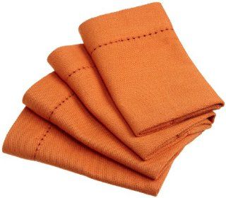 Mahogany Solid Color Hemstitch 100 Percent 12 Inch by 12 Inch Cotton Cocktail Napkin, Sunshine Yellow, Set of 4   Cloth Napkins