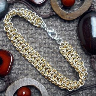 gold and silver cuff bracelet by woven silver jewellery