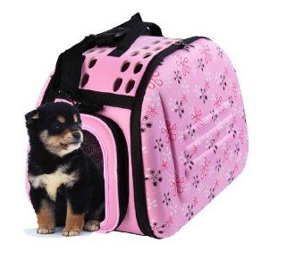 Pawhut 17" Soft Sided Collapsible Pet Dog Carrier Bag   Pink  Soft Sided Pet Carriers 