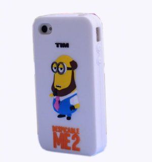 Angelseller XKM New Lovely 3D Cartoon Despicable Me Minions Henchmen Pattern Soft Silicone Case Cover Skin Compatible for IPhone 4 4G 4S (Style B)+ Gift Randomly presented six home key Sticker Cell Phones & Accessories