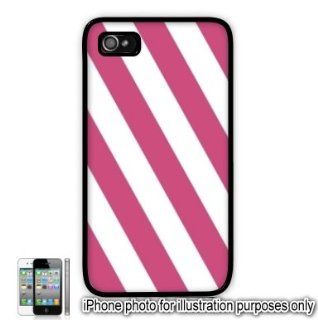Pink Slanted Cabana Stripes Apple iPhone 4 4S Case Cover Skin Black Cell Phones & Accessories