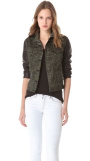 Rag & Bone/JEAN The Camo Jean Jacket with Leather Sleeves