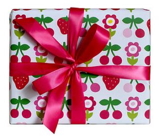 cherry and strawberry wrapping paper by toby tiger