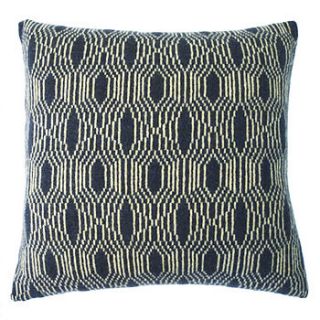 knitted grey & yellow linear cushion by seven gauge studios