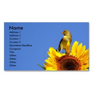American Goldfinch on Sunflower Business Card Templates