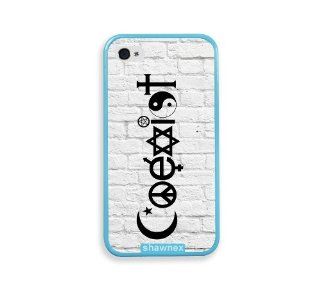 Shawnex Coexist White Bricks Aqua Silicon Bumper iPhone 4 & 4S Case   Fits iPhone 4 & 4S Cell Phones & Accessories
