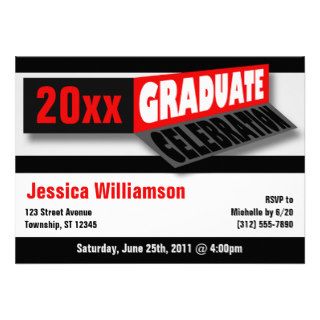 Folding Banner Red Graduate Party Invitations