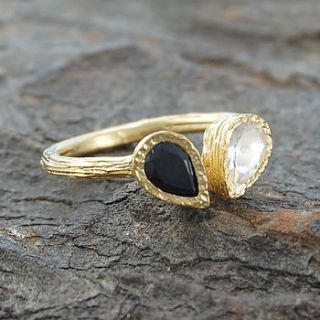 spinel and topaz gold teardrop stacking ring by embers semi precious and gemstone designs