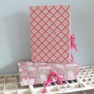 paisley or trellis patterned box file by lilac coast