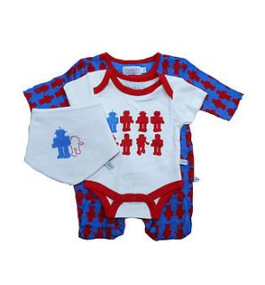 romper, vest and bib gift set   robots by green child