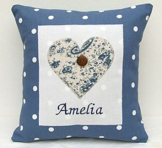 personalised linen appliqué cushion by angelcake designs