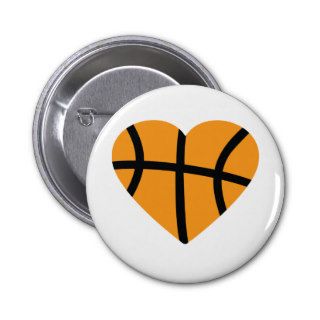 Orange Basketball Ball Heart Love Pin