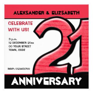 Silly Number 21 red Anniversary Party Invitation