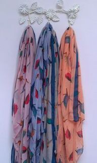 birds printed scarf by french grey interiors