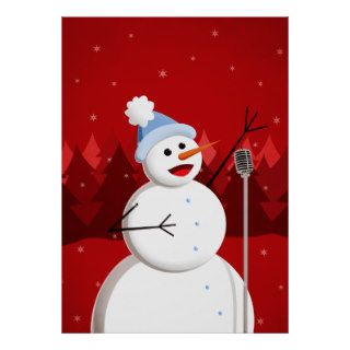 Happy Singing Snowman Christmas Print