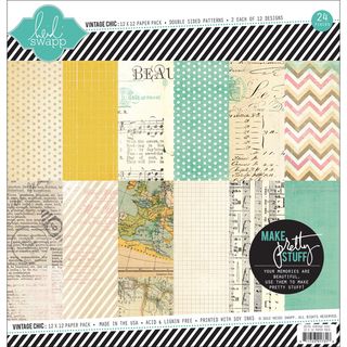 Vintage Chic Double Sided Paper Pack 12"X12" 24 Sheets 12 Designs/2 Each Heidi Swapp Paper Packs