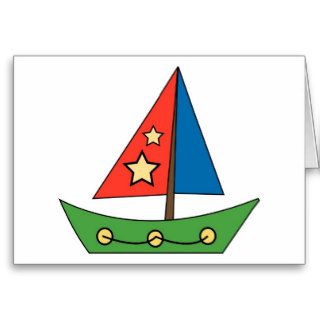 Cute Toy Sailboat Greeting Cards
