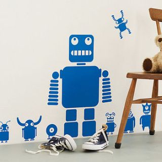 robots and aliens wall sticker set by spin collective