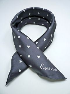 small silk square scarf grey heart by somerville scarves