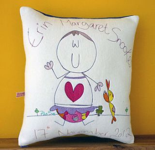 personalised new baby or christening cushion by seabright designs