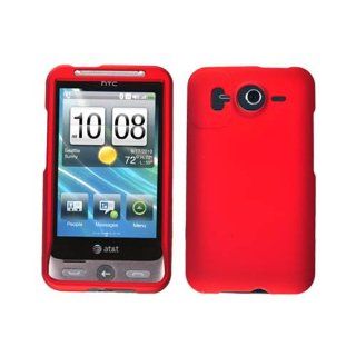HTC Inspire 4G, Desire HD Hard Plastic Snap on Cover Red Rubberized AT&T Cell Phones & Accessories