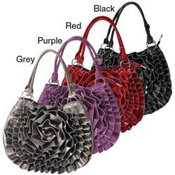 Hailey Jeans Co. Floral Accent Shiny Faux Leather Handbag ADI Shoulder Bags