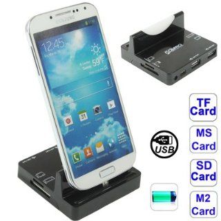 All in 1 Read Card + 2 Ports USB 2.0 HUB Dock Charger Adapter for Samsung Galaxy S IV / i9500 / i9300 / Note II / N7100 / Micro USB Smart Phone, Support SD / TF / MS/ M2 Card Cell Phones & Accessories