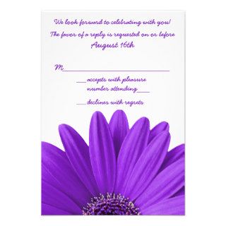 Purple Gerbera Daisy Wedding RSVP Reply Invitation