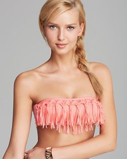 L*Space Knotted Dolly Fringe Bandeau Bikini Top's
