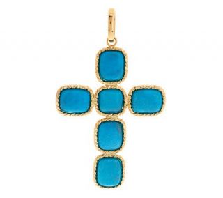 VicenzaGold Turquoise Cabochon Cross Pendant 14K Gold —