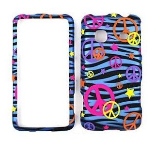 PEACE SIGN BLUE/BLACK ZEBRA PRINT DESIGN SNAP ON CELL PHONE CASE FACEPLATE COVER FOR Samsung Galaxy Prevail (M820) Cell Phones & Accessories