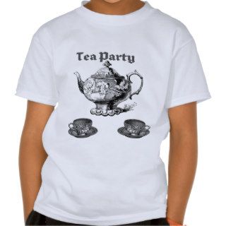 TEA PARTY VINTAGE TEAPOT AND CUPS PRINT TEES