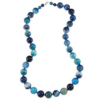 Blue Agate Bead 30 inch Necklace Gemstone Necklaces