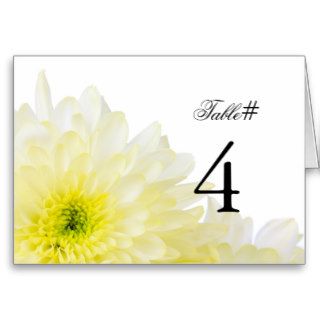 Yellow & White Floral Wedding Table Number Cards