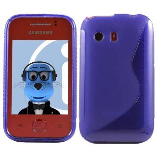 iTALKonline Samsung S5360 Galaxy Y Slim Grip S Line TPU Gel Case Soft Skin Cover   Blue Cell Phones & Accessories