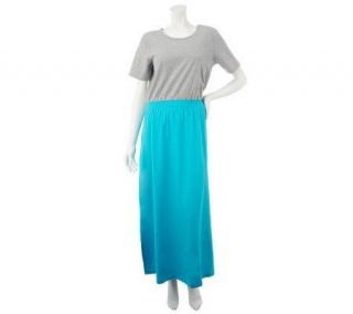 Denim & Co. Knit Short Sleeve Color Blocked Maxi Dress —