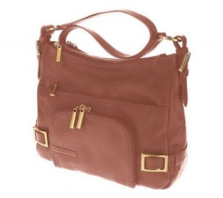Stone Mountain Bella Leather Shoulder Bag with Front OrganizerPocket —