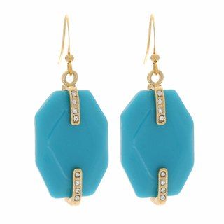 NEXTE Jewelry Goldtone Turquoise Lucite and Rhinestone Earrings NEXTE Jewelry Fashion Earrings