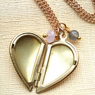 half heart locket gemstone necklace by storm in a teacup