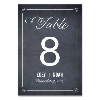 Stylishly Chalked Wedding Table Number Card Table Cards