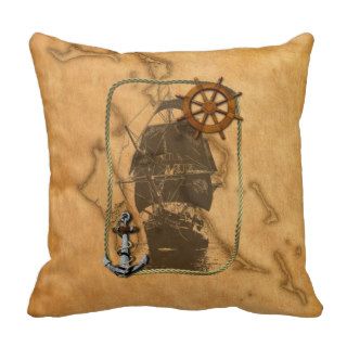 Nautical Vintage Ship And Map Pillows