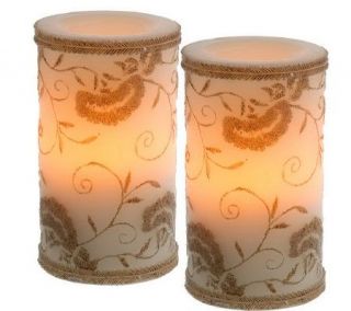CandleImpressio S/2 6 Scented EmbroideryDesig FlamelessCandle with Timer —